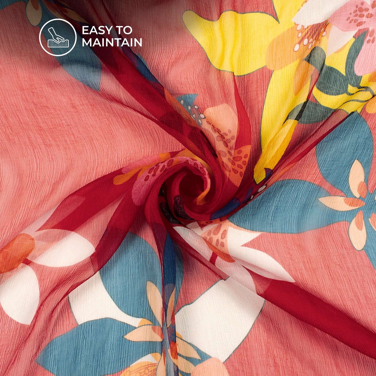 Beautiful Seamless Floral Digital Print Bemberg Chiffon Fabric