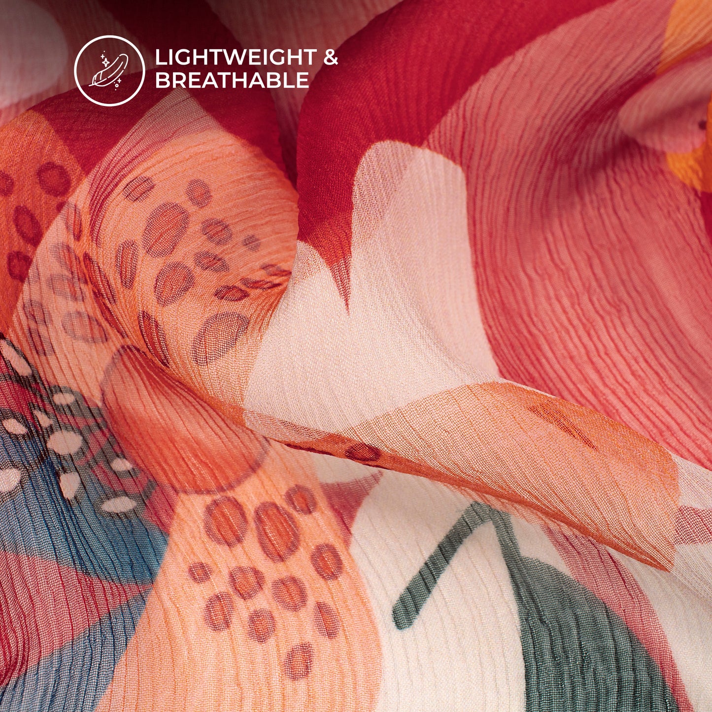 Beautiful Seamless Floral Digital Print Bemberg Chiffon Fabric