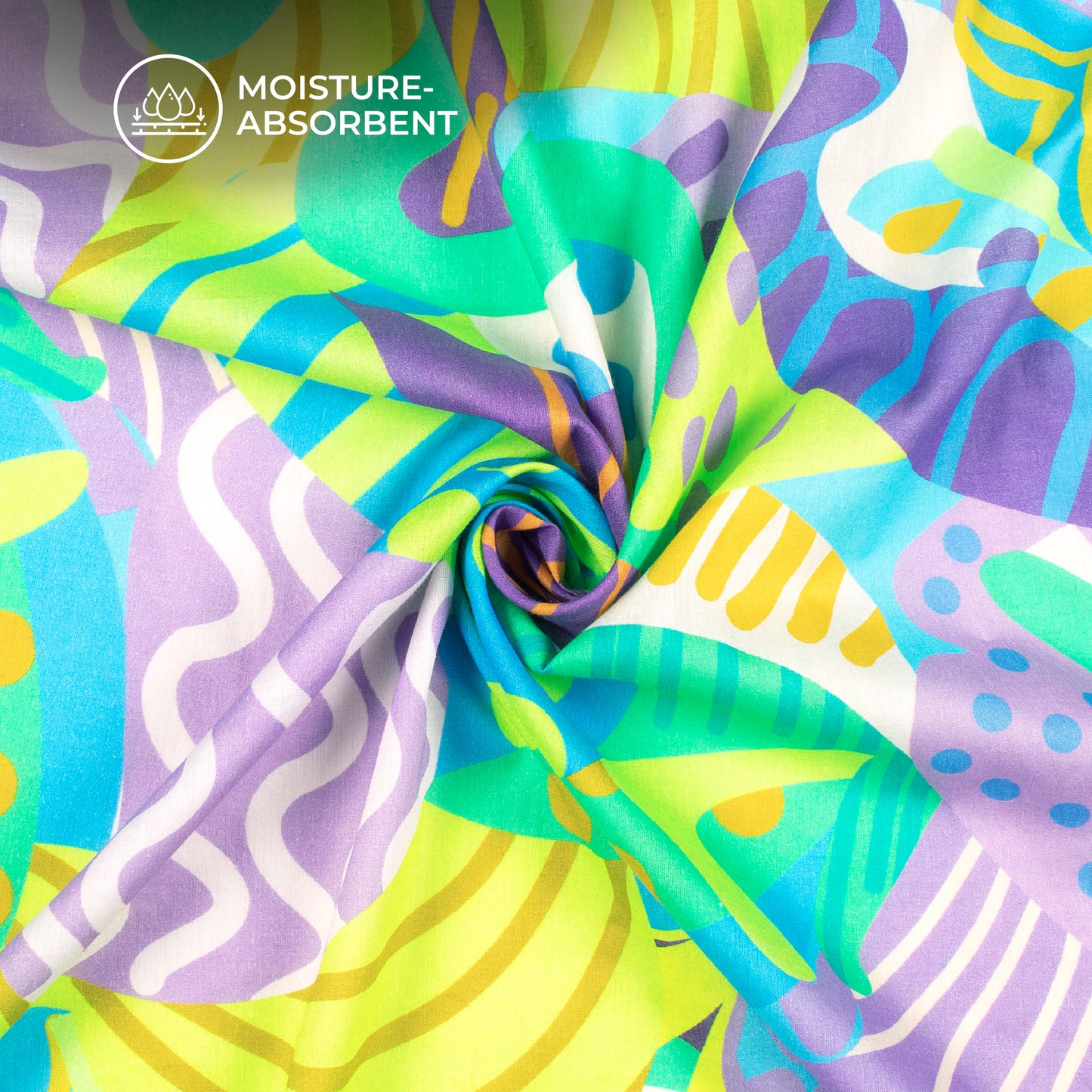 Abstract Floral Digital Print Pure Cotton Mulmul Fabric