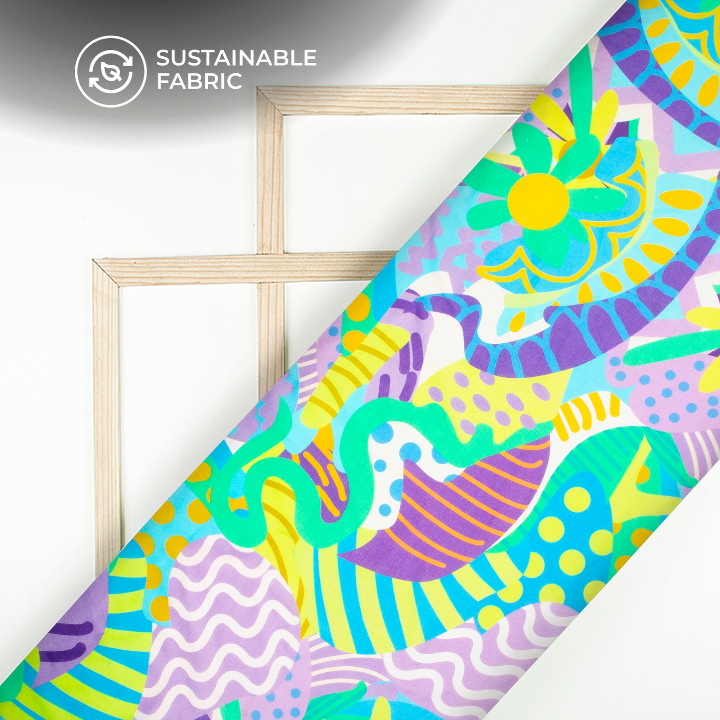 Abstract Floral Digital Print Pure Cotton Mulmul Fabric