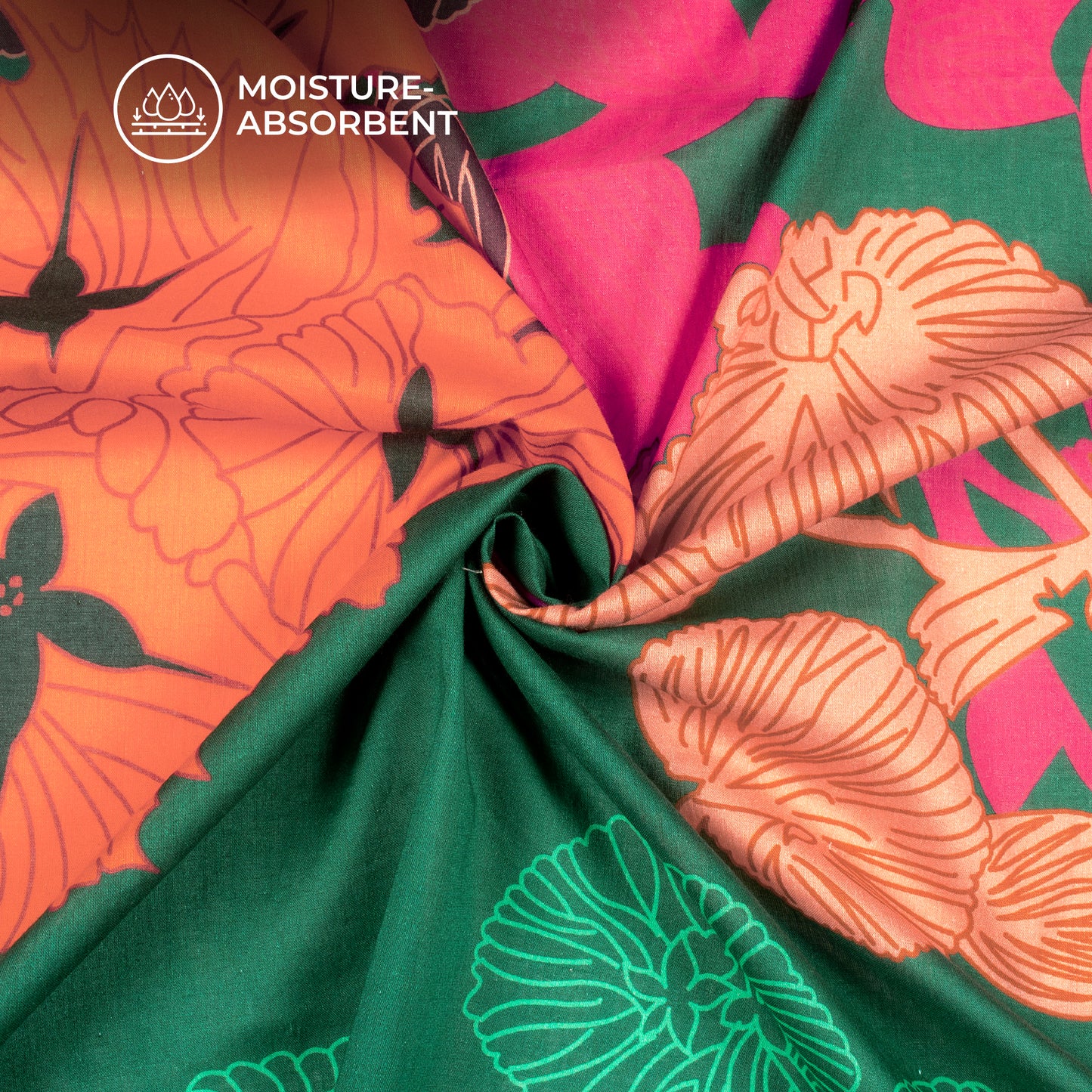 Abstract Seamless Floral Digital Print Pure Cotton Mulmul Fabric