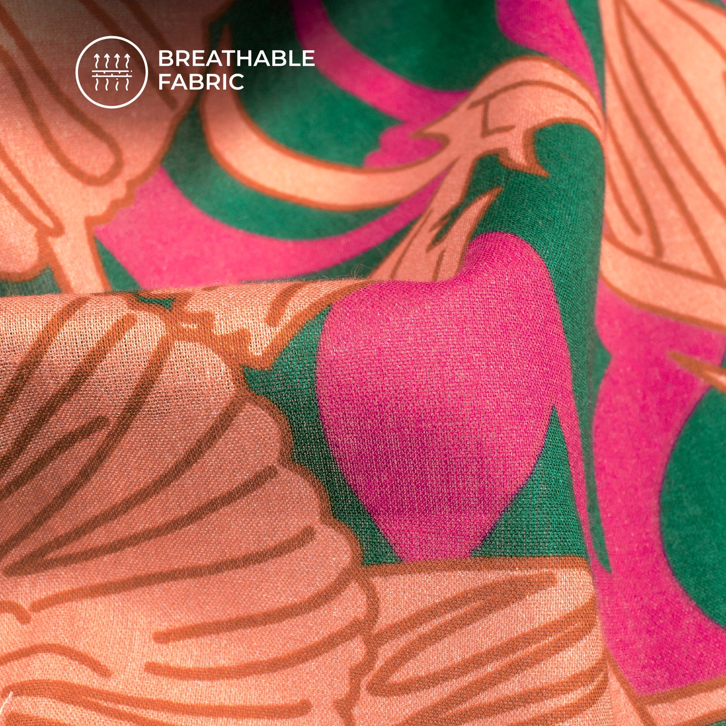 Abstract Seamless Floral Digital Print Pure Cotton Mulmul Fabric