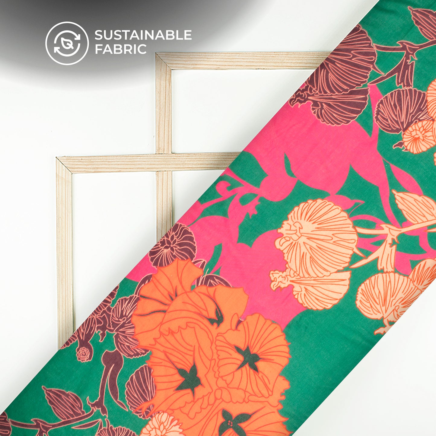 Abstract Seamless Floral Digital Print Pure Cotton Mulmul Fabric