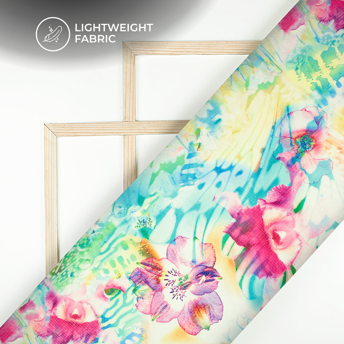 Multi Color Floral Digital Print Kota Doria Fabric