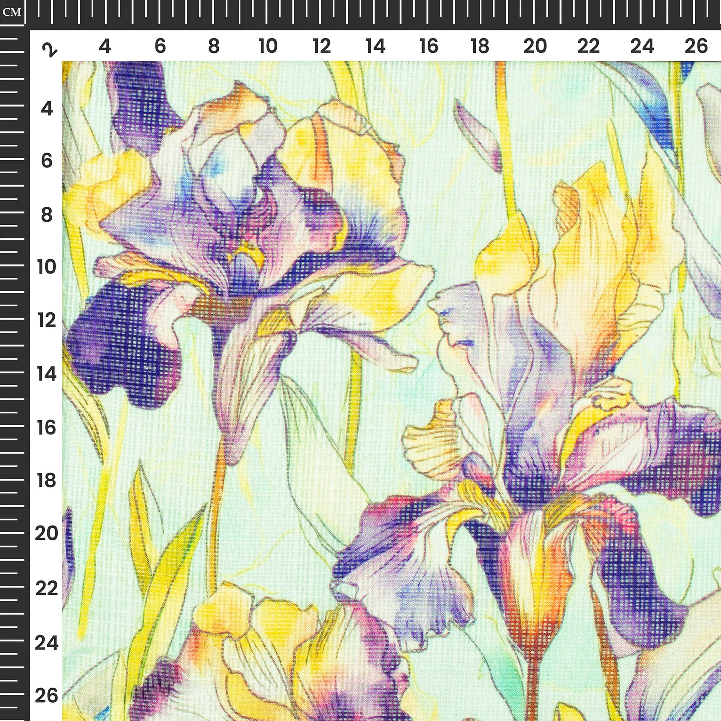 Eminence Purple Floral Digital Print Kota Doria Fabric