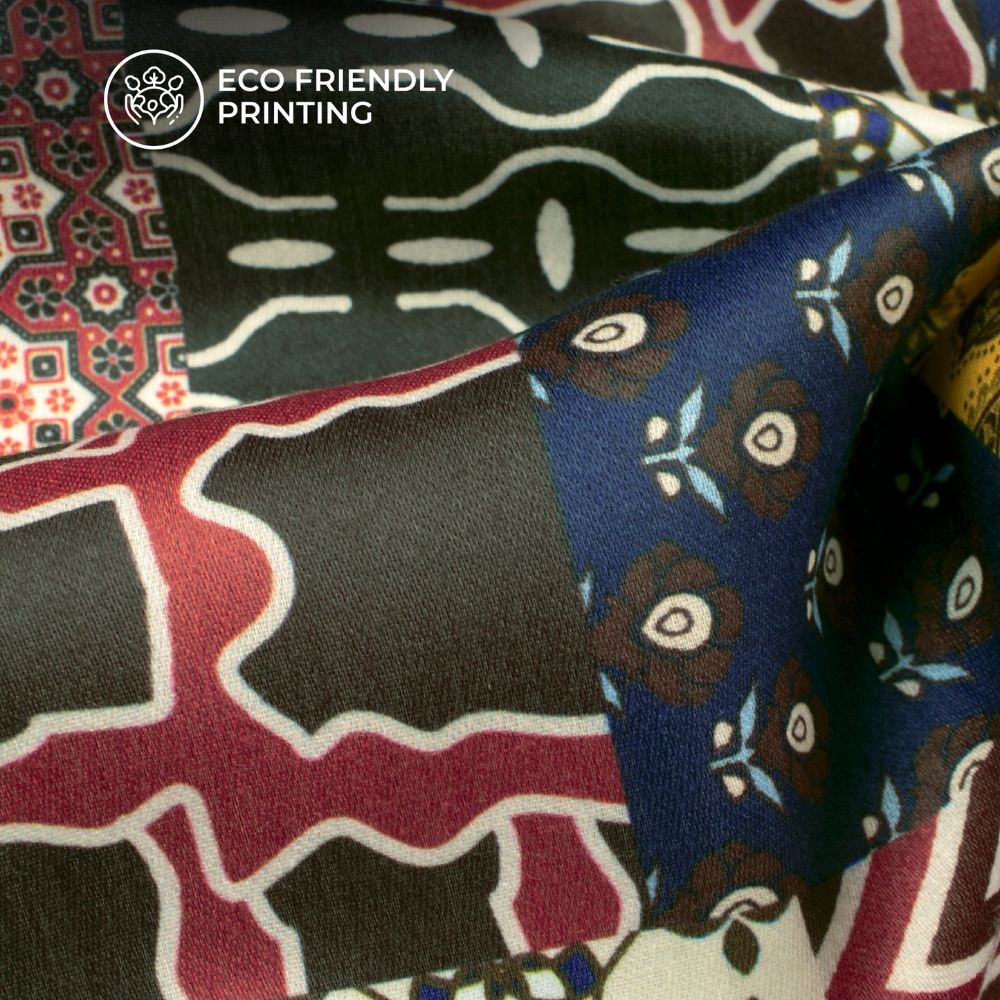 Geometrical Ajarakh Inspierd Digital Print Poly Glazed Cotton Fabric