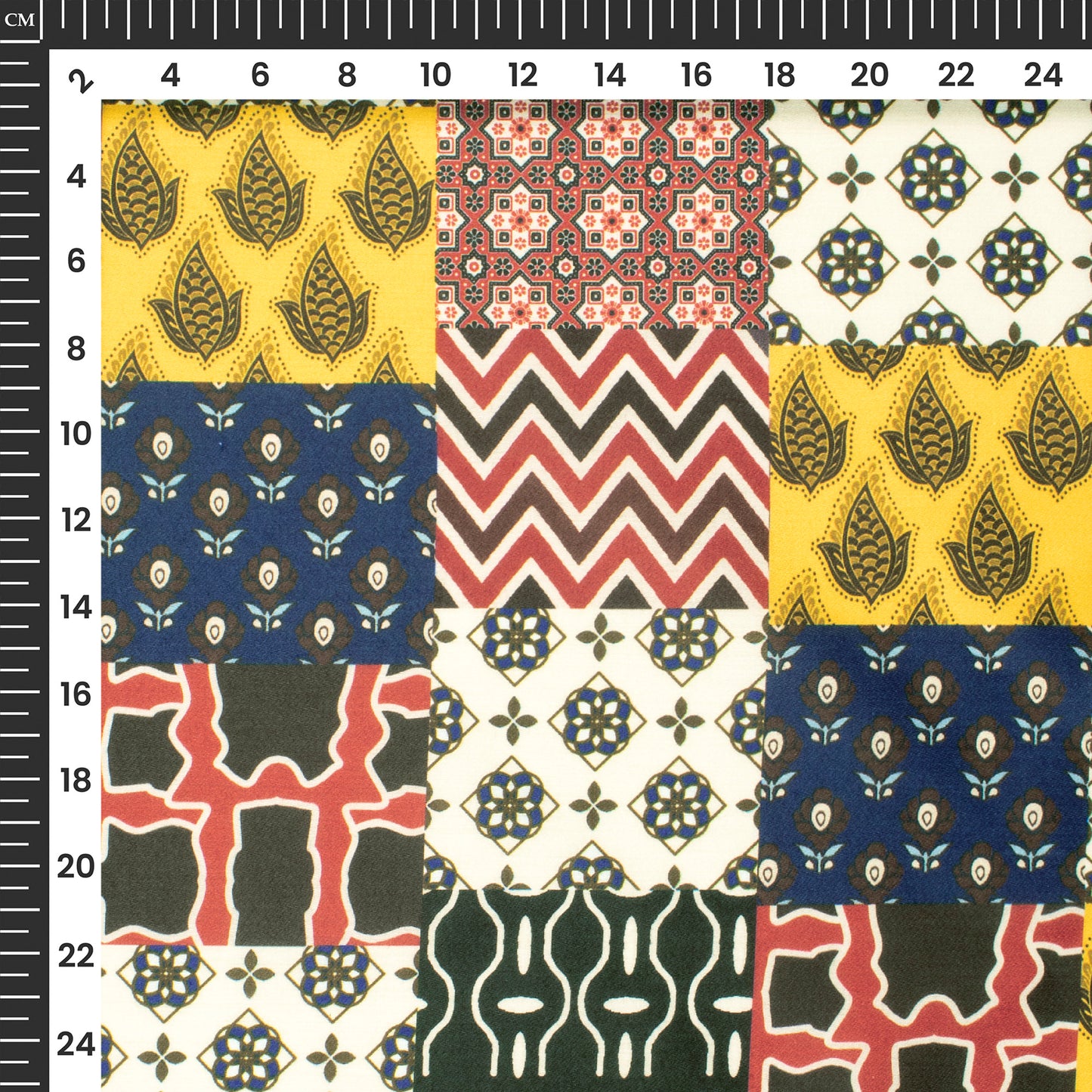 Geometrical Ajarakh Inspierd Digital Print Poly Glazed Cotton Fabric