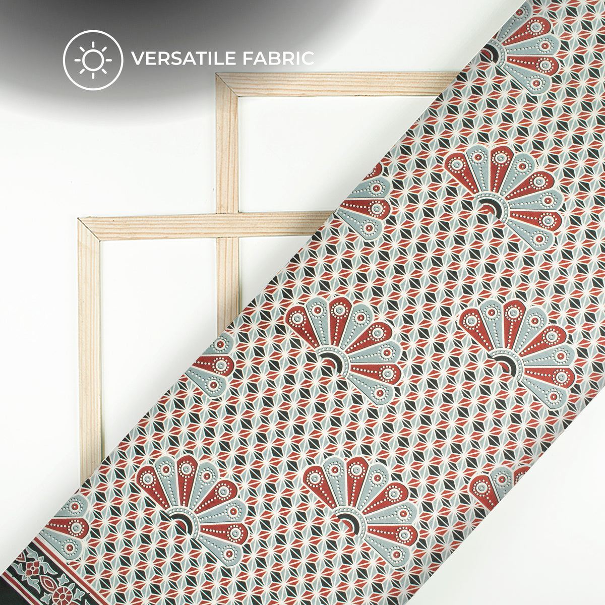 Maroon And Grey Ajarakh Inspierd Digital Print Poly Glazed Cotton Fabric