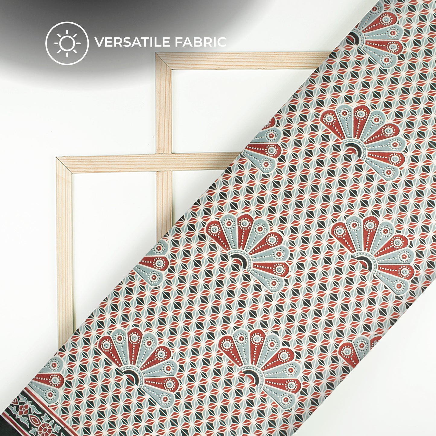 Maroon And Grey Ajarakh Inspierd Digital Print Poly Glazed Cotton Fabric