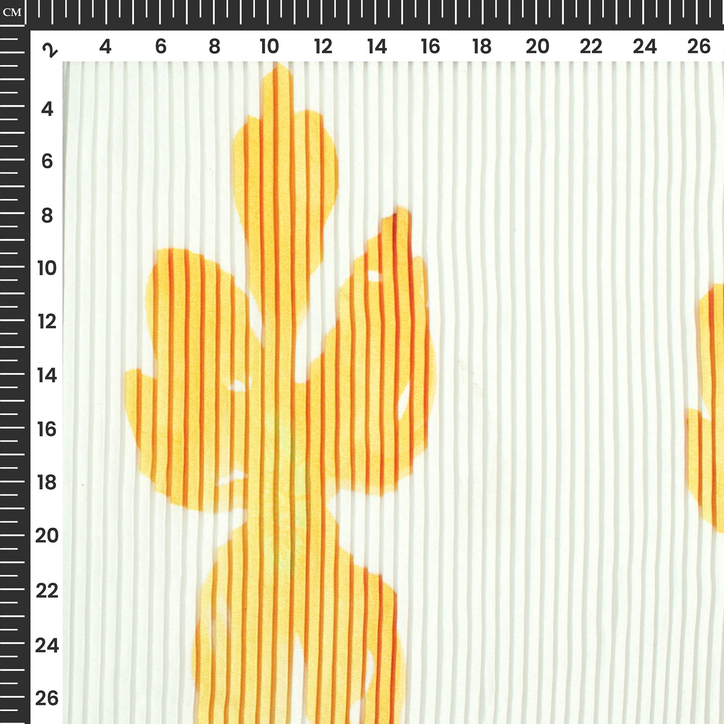 Gold White Floral Digital Print Japan Satin Pleated Fabric