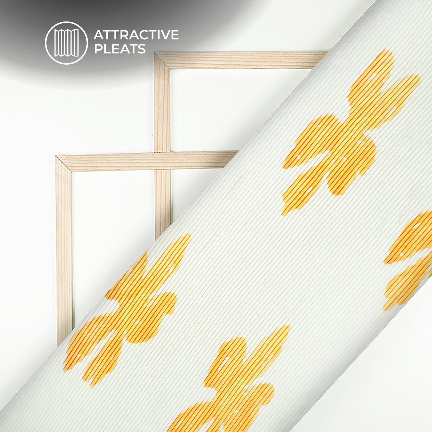 Gold White Floral Digital Print Japan Satin Pleated Fabric