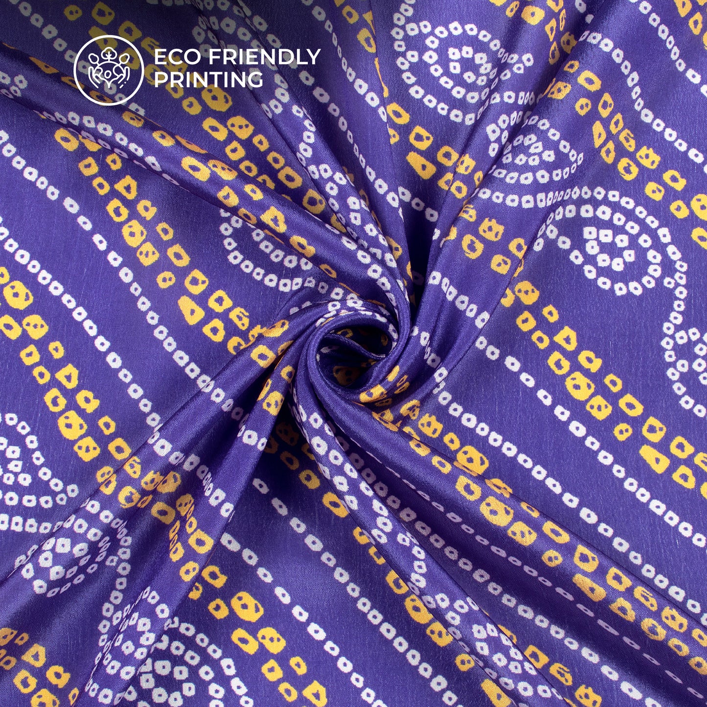 Royal Blue Bandhani Digital Print Chinnon Chiffon Fabric