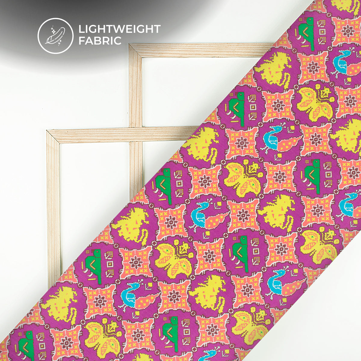 Fuchsia Pink Patola Digital Print Chinnon Chiffon Fabric