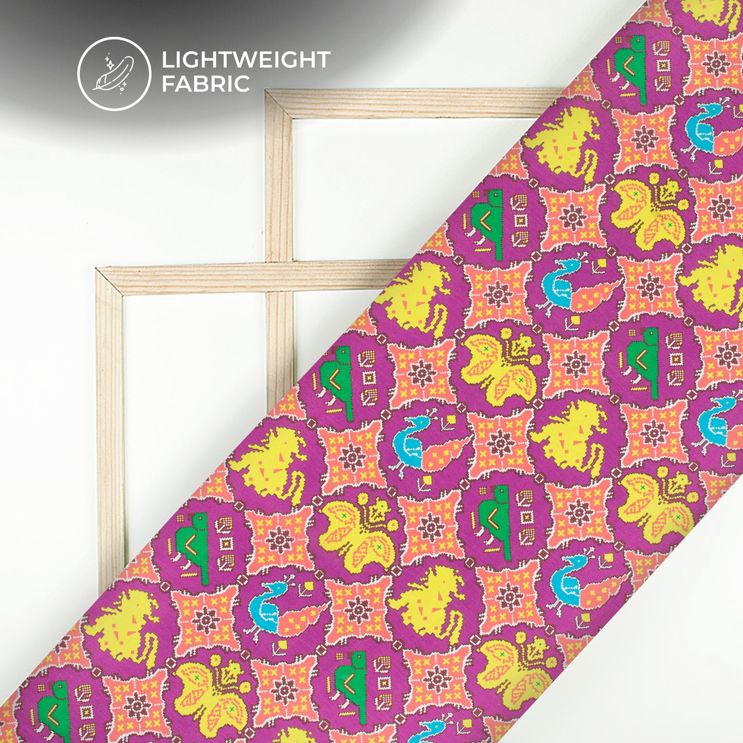 Fuchsia Pink Patola Digital Print Chinnon Chiffon Fabric