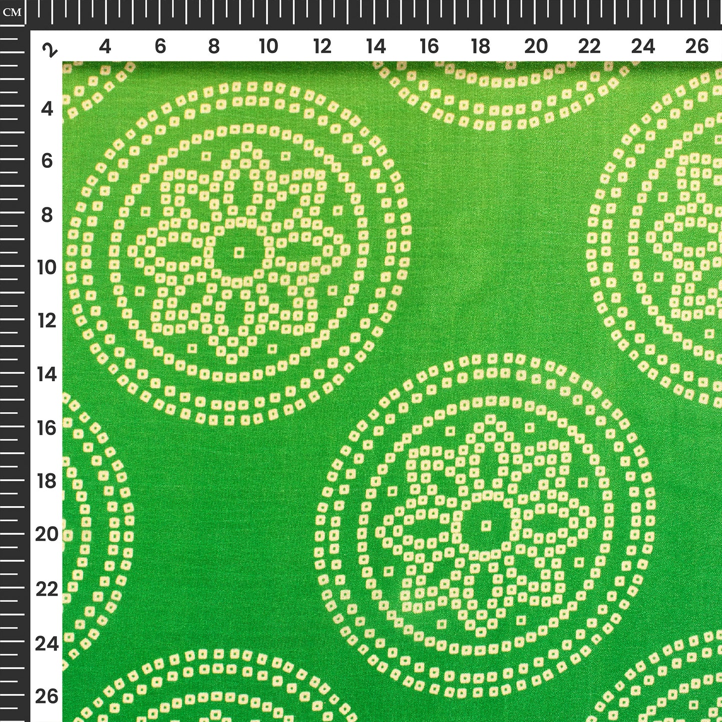 Maximum Green Bandhani Digital Print Chinnon Chiffon Fabric