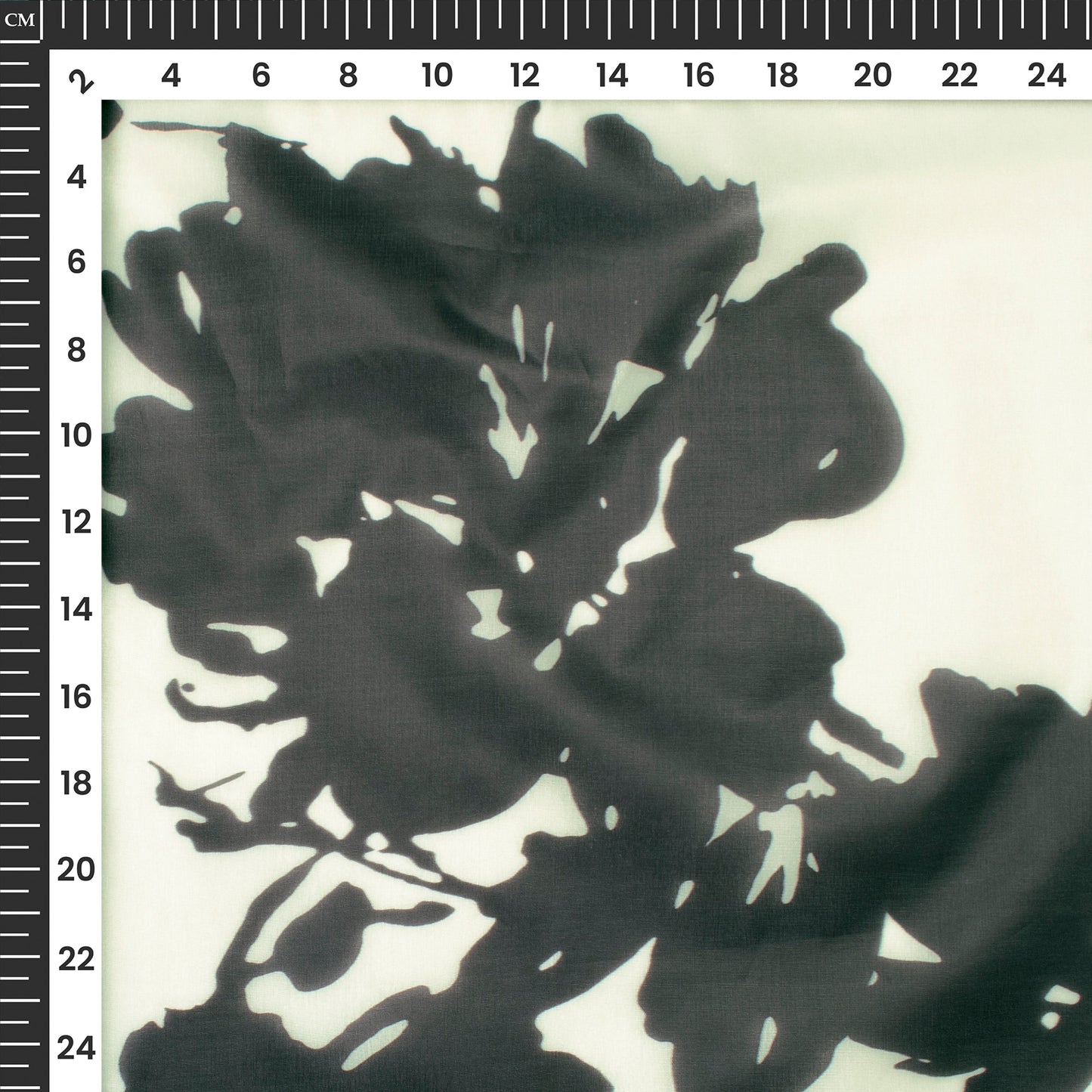 Black Floral Digital Print Organza Satin Fabric