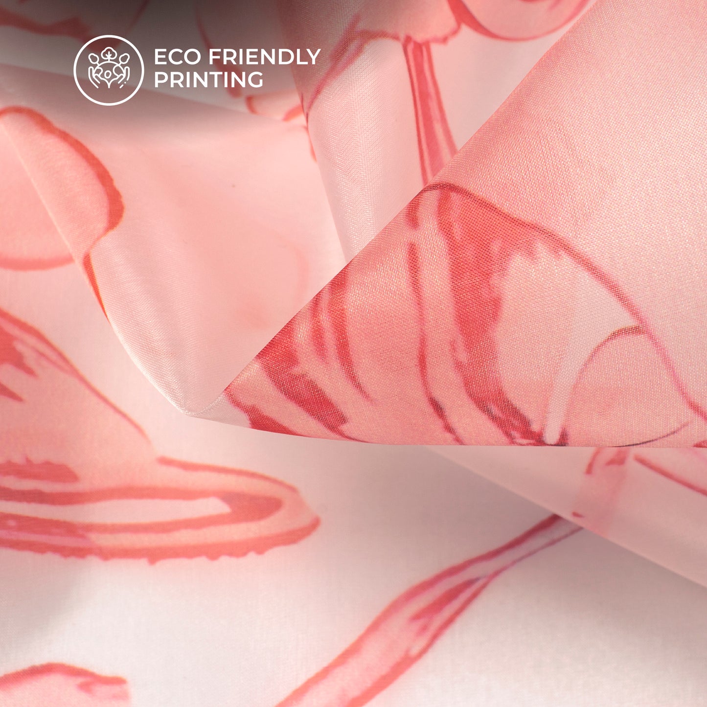 Scarlet Red Floral Digital Print Organza Satin Fabric
