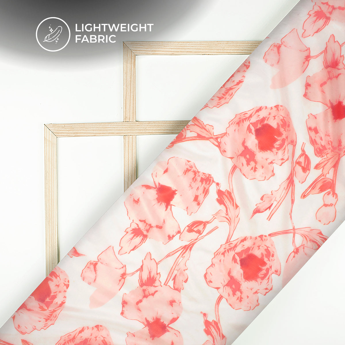 Scarlet Red Floral Digital Print Organza Satin Fabric