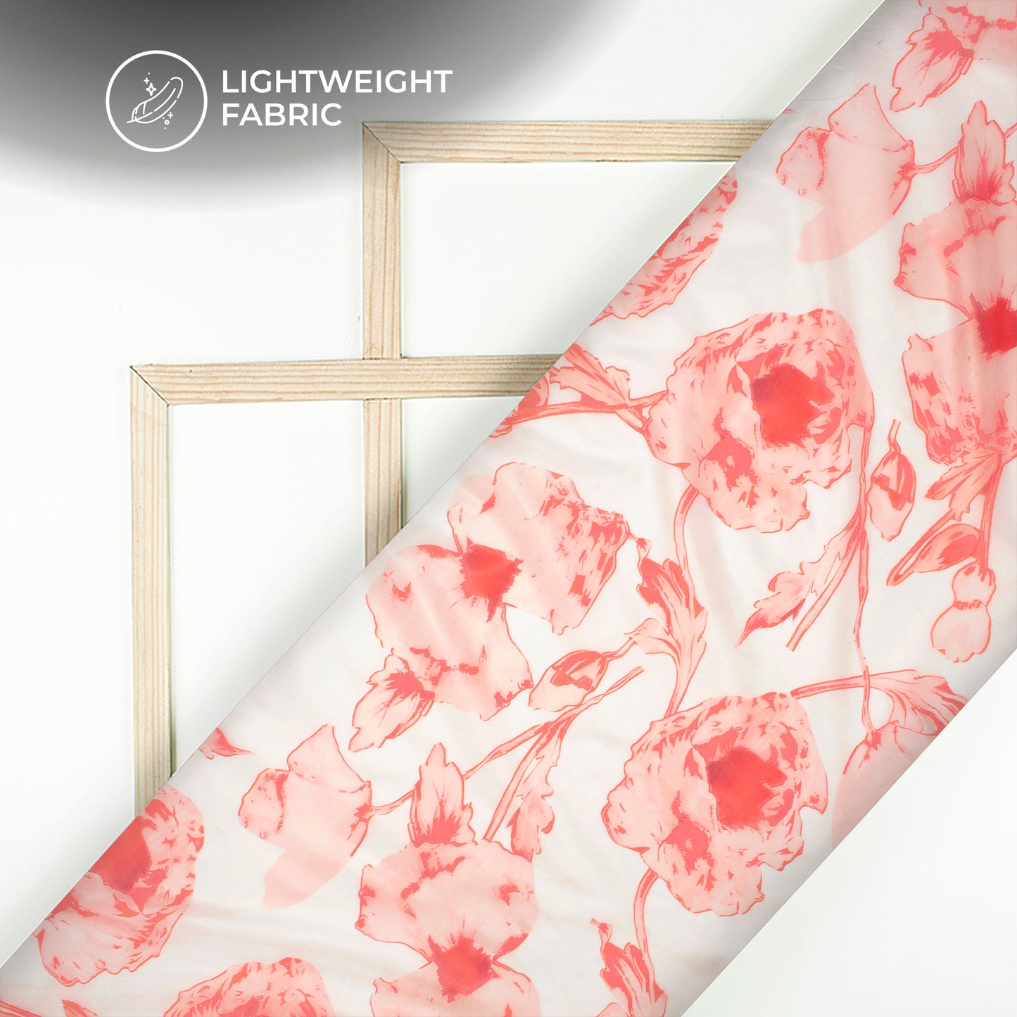 Scarlet Red Floral Digital Print Organza Satin Fabric
