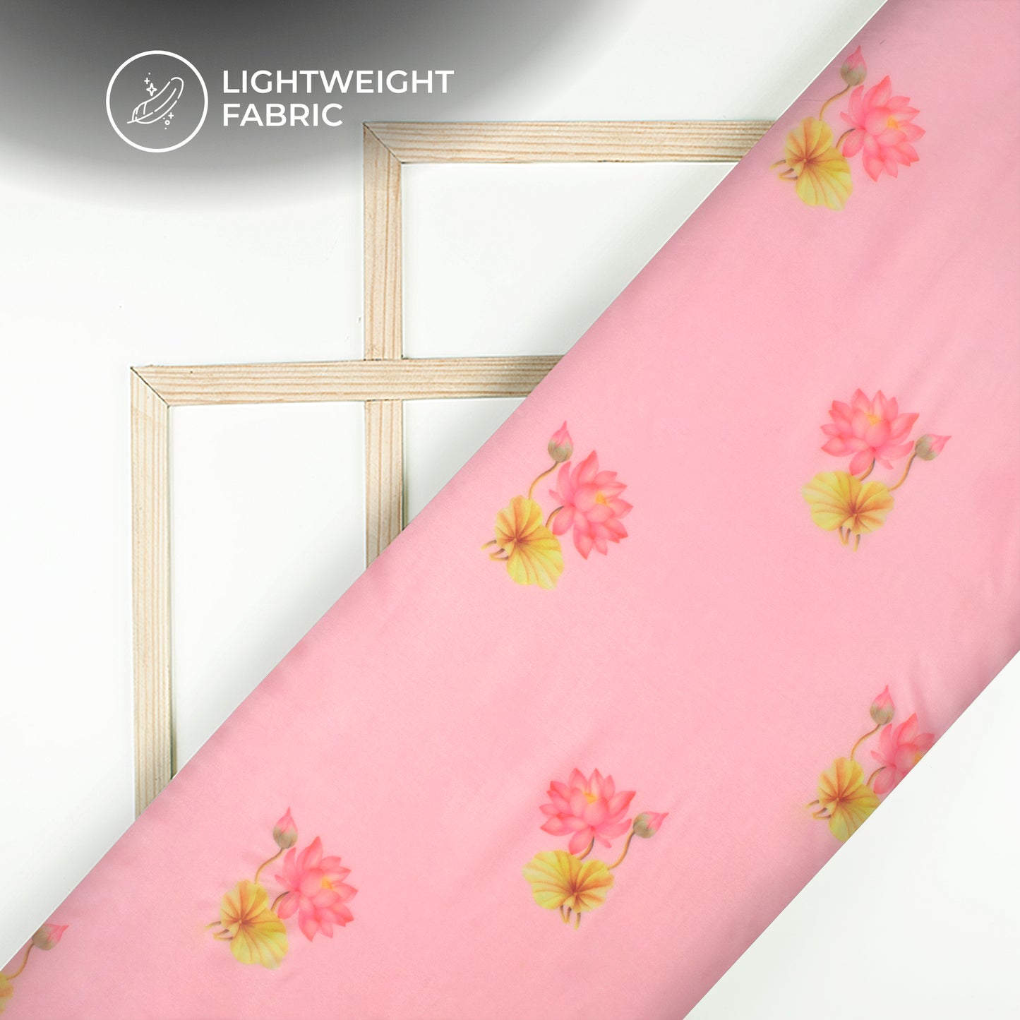 Flamingo Pink Floral Digital Print Organza Satin Fabric