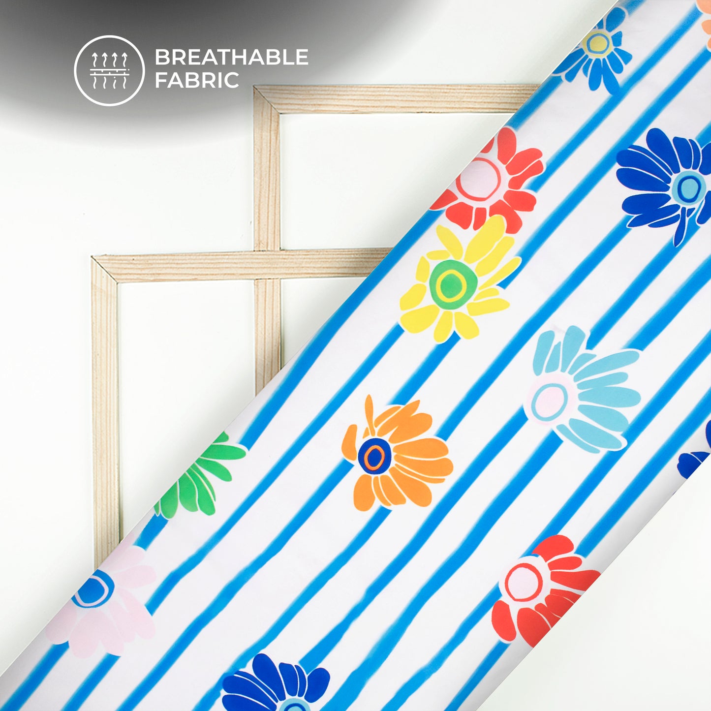 Stylish White Floral Digital Print Crepe Silk Fabric