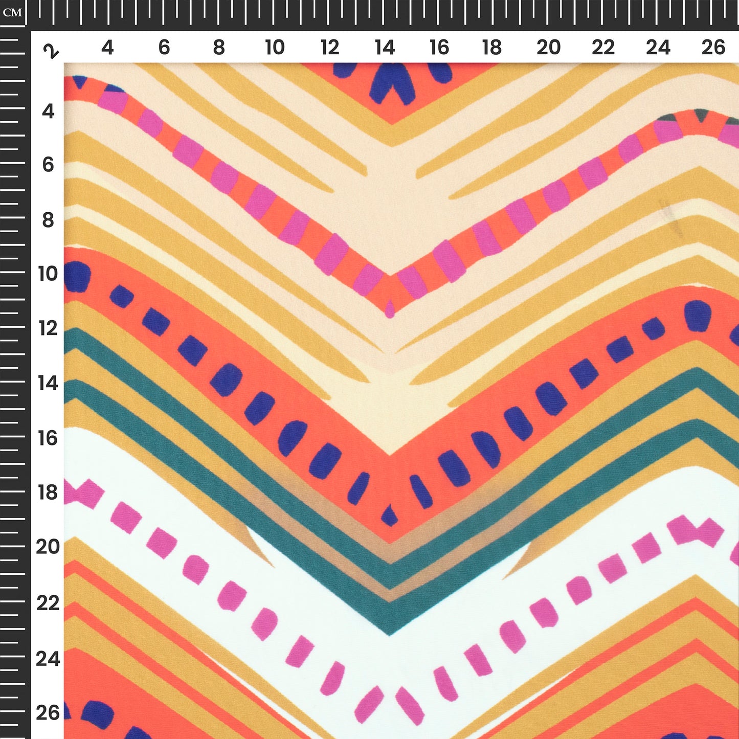 Cardinal Red Chevron Bandhani Digital Print Crepe Silk Fabric