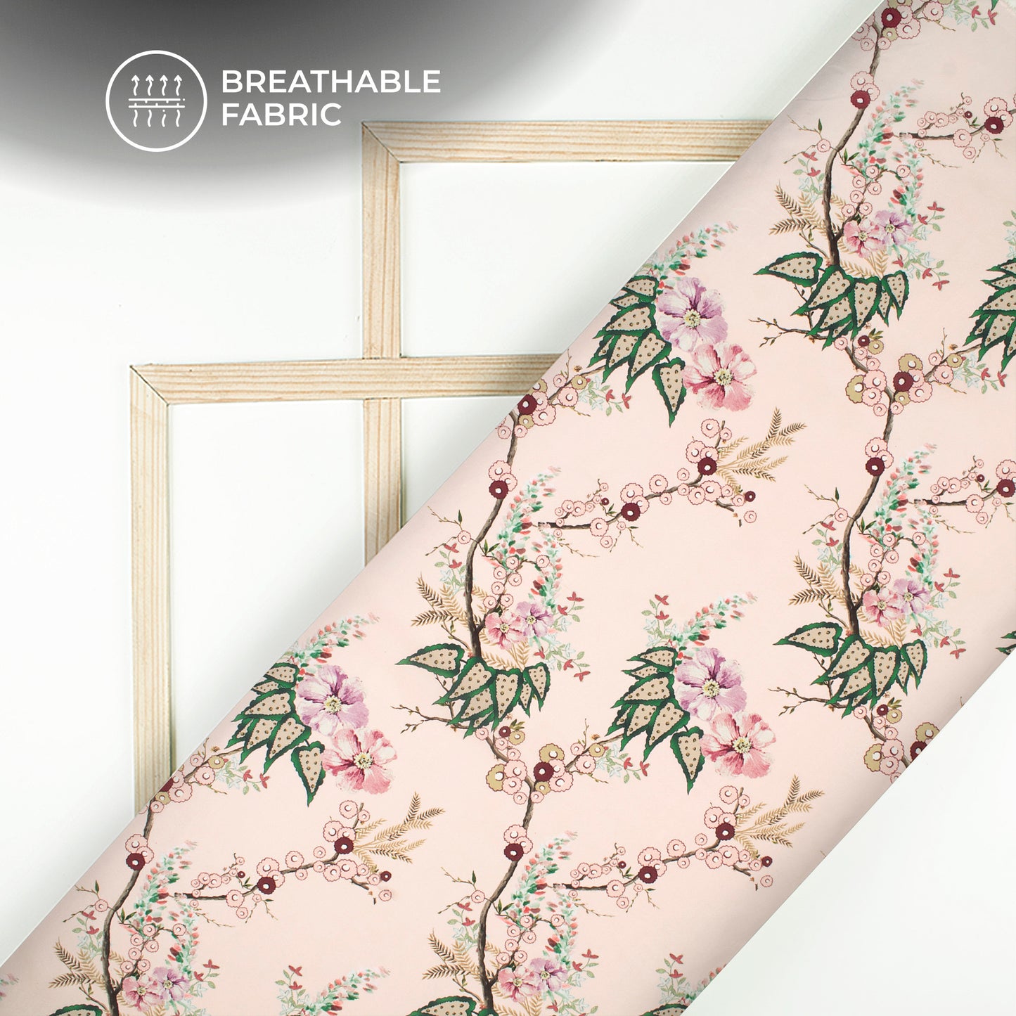 Dusty Rose Pink Floral Digital Print Crepe Silk Fabric