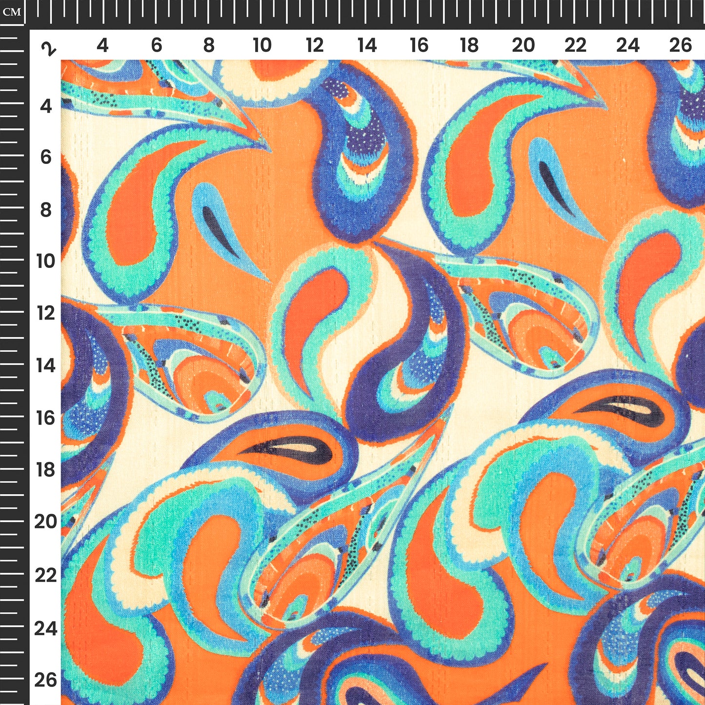 Royal Blue Paisley Digital Print Dobby Cotton Cambric  Fabric