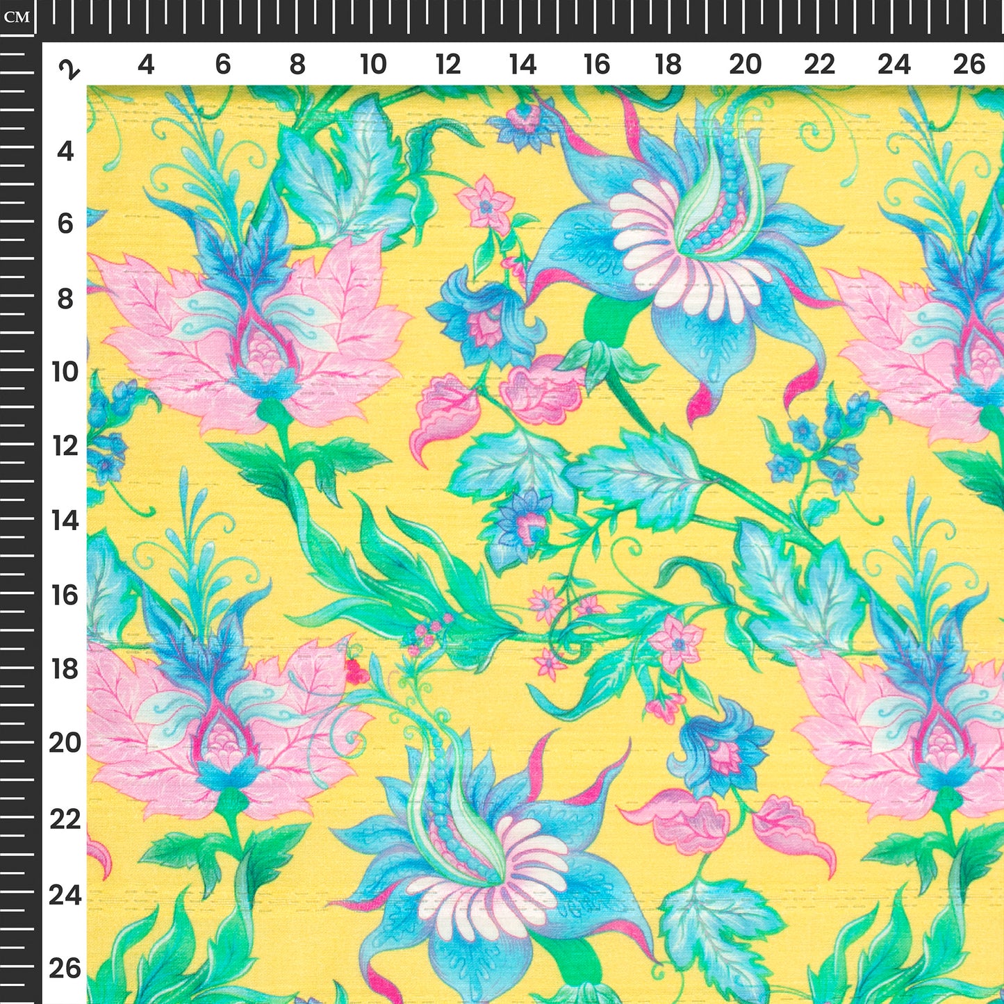 Corn Yellow Floral Digital Print Dobby Cotton Cambric Fabric