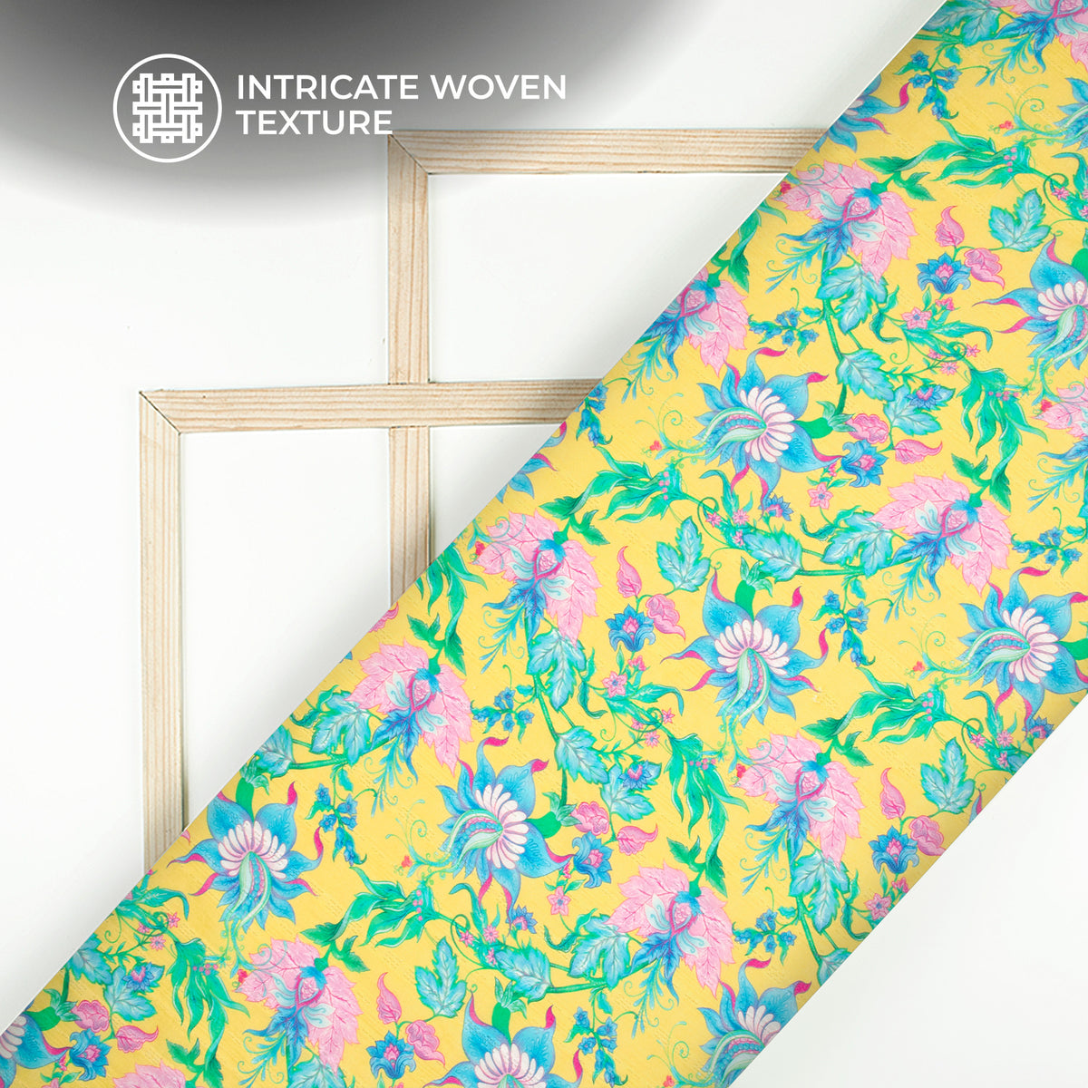 Corn Yellow Floral Digital Print Dobby Cotton Cambric  Fabric