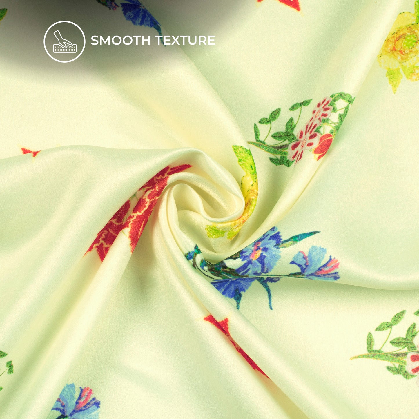 Multi Color Floral Digital Print Lush Satin Fabric
