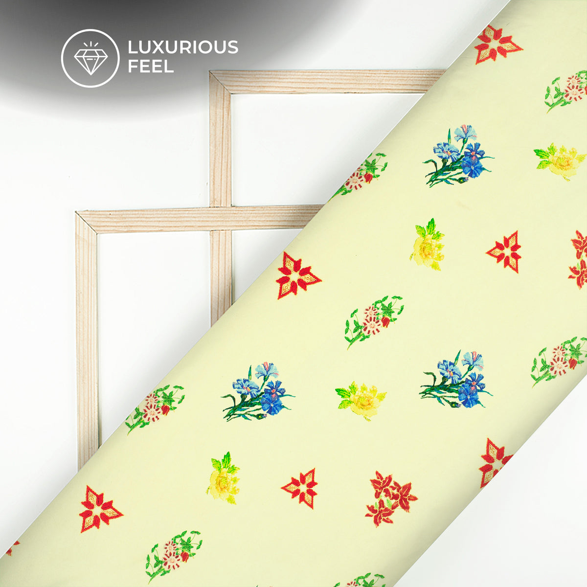 Multi Color Floral Digital Print Lush Satin Fabric