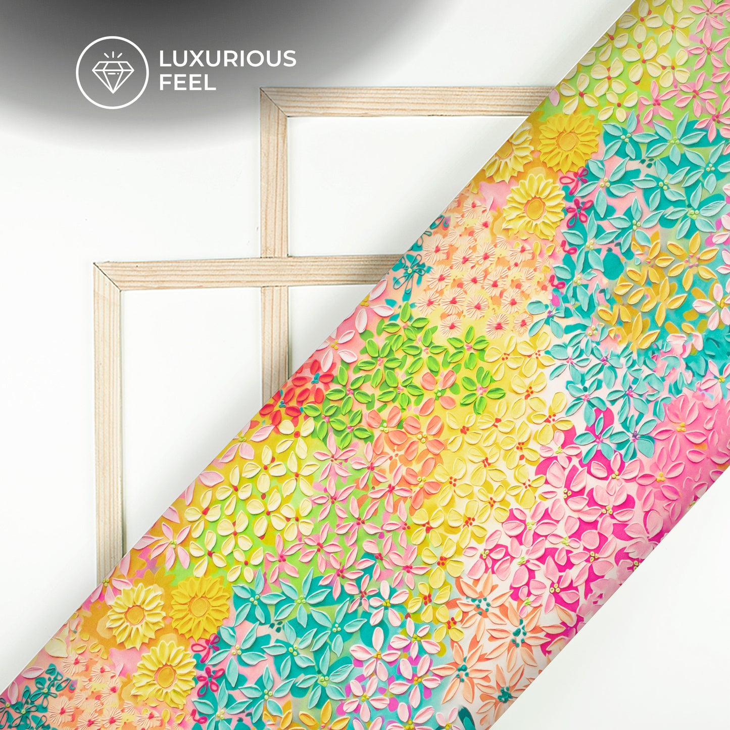 Multi Color Floral Digital Print Lush Satin Fabric