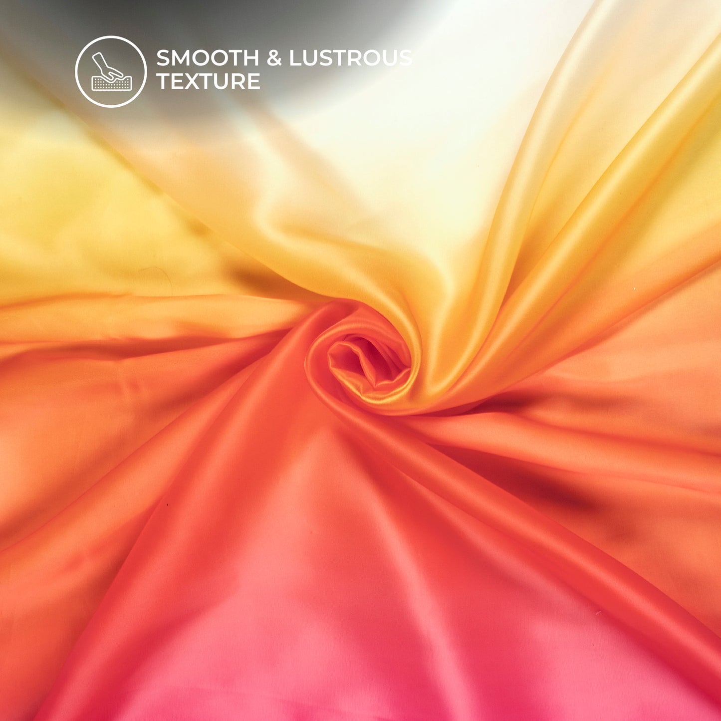 Deep Pink And Orange Ombre Digital Print Organza Satin Fabric