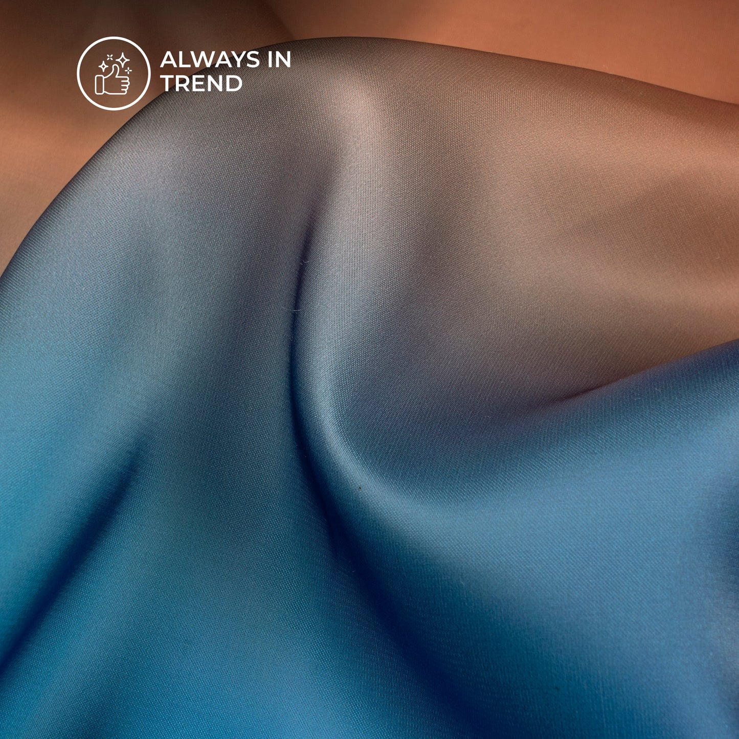 Dark Brown And Blue Ombre Digital Print Organza Satin Fabric