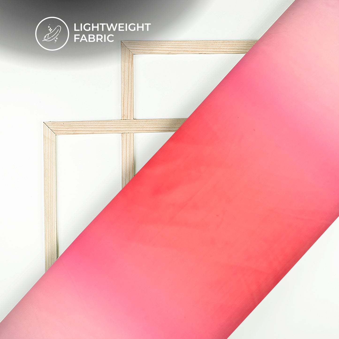 Light Pink And Hot Pink Ombre Digital Print Organza Satin Fabric