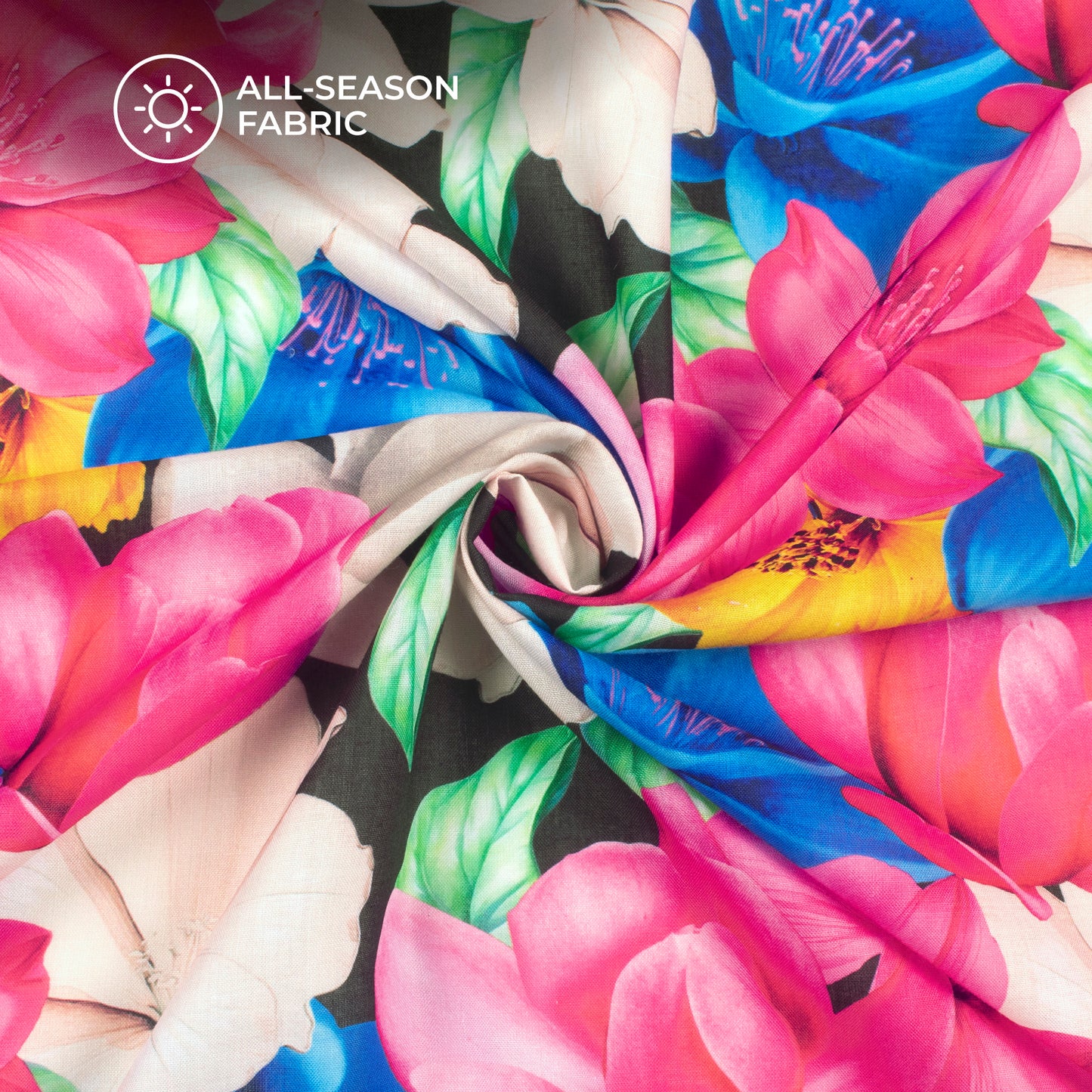 Poppy Multi Color Floral Digital Print Lush Satin Fabric