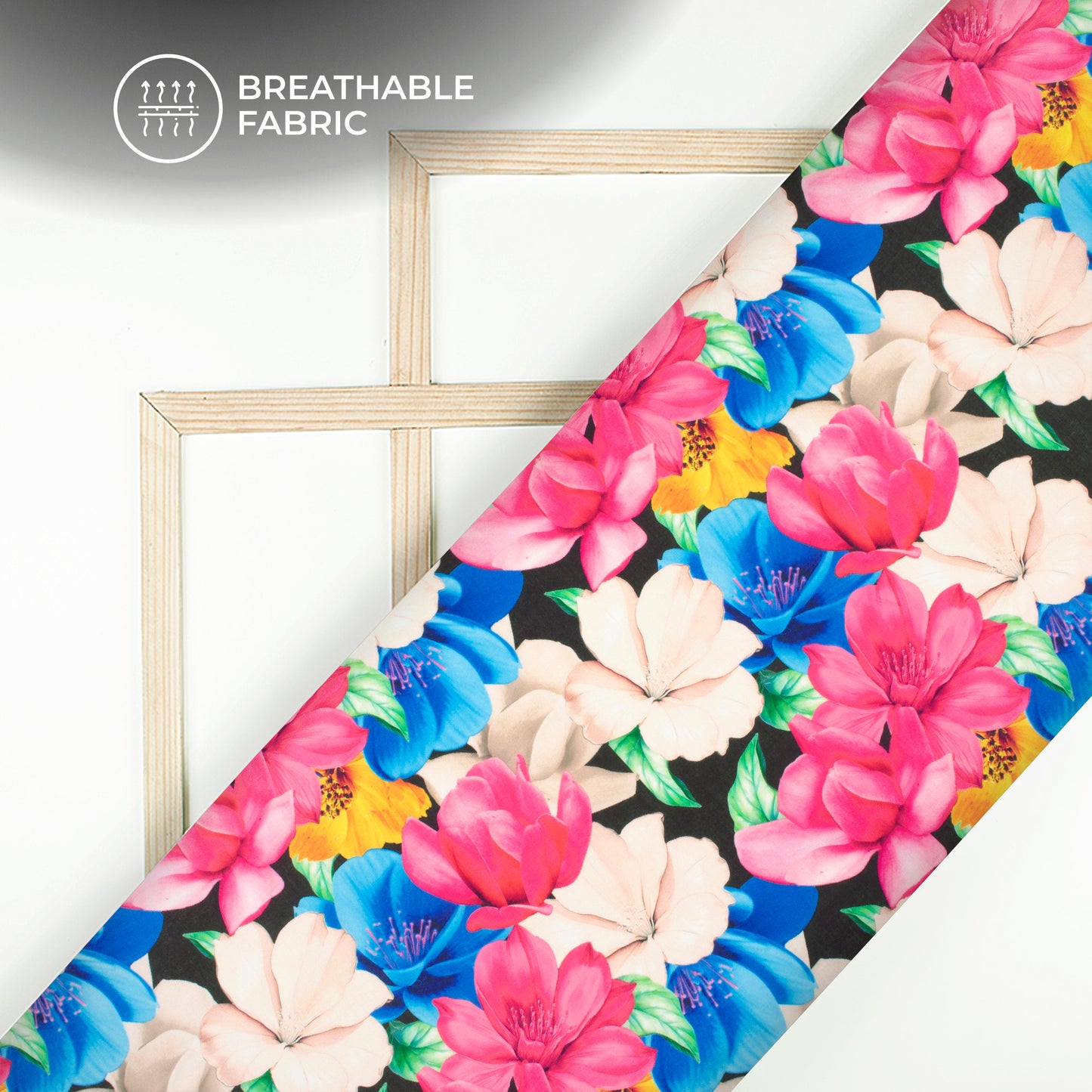 Poppy Multi Color Floral Digital Print Lush Satin Fabric