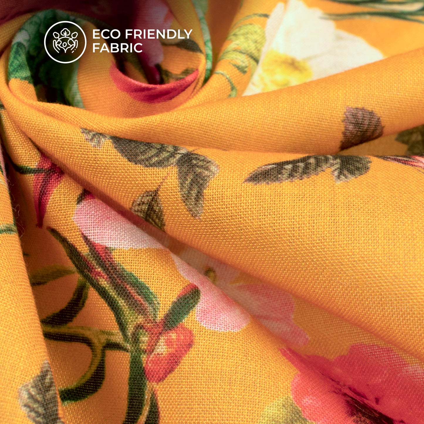 Beautiful Tropical Flower Plants Digital Print Poly Cambric Fabric