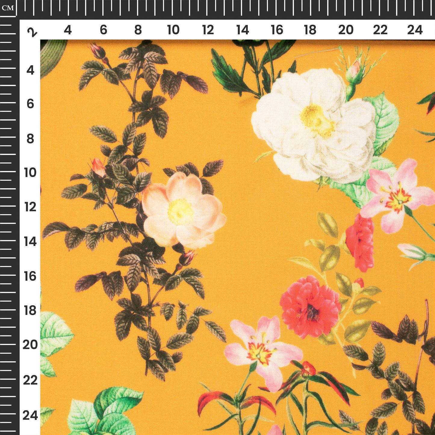 Beautiful Tropical Flower Plants Digital Print Poly Cambric Fabric