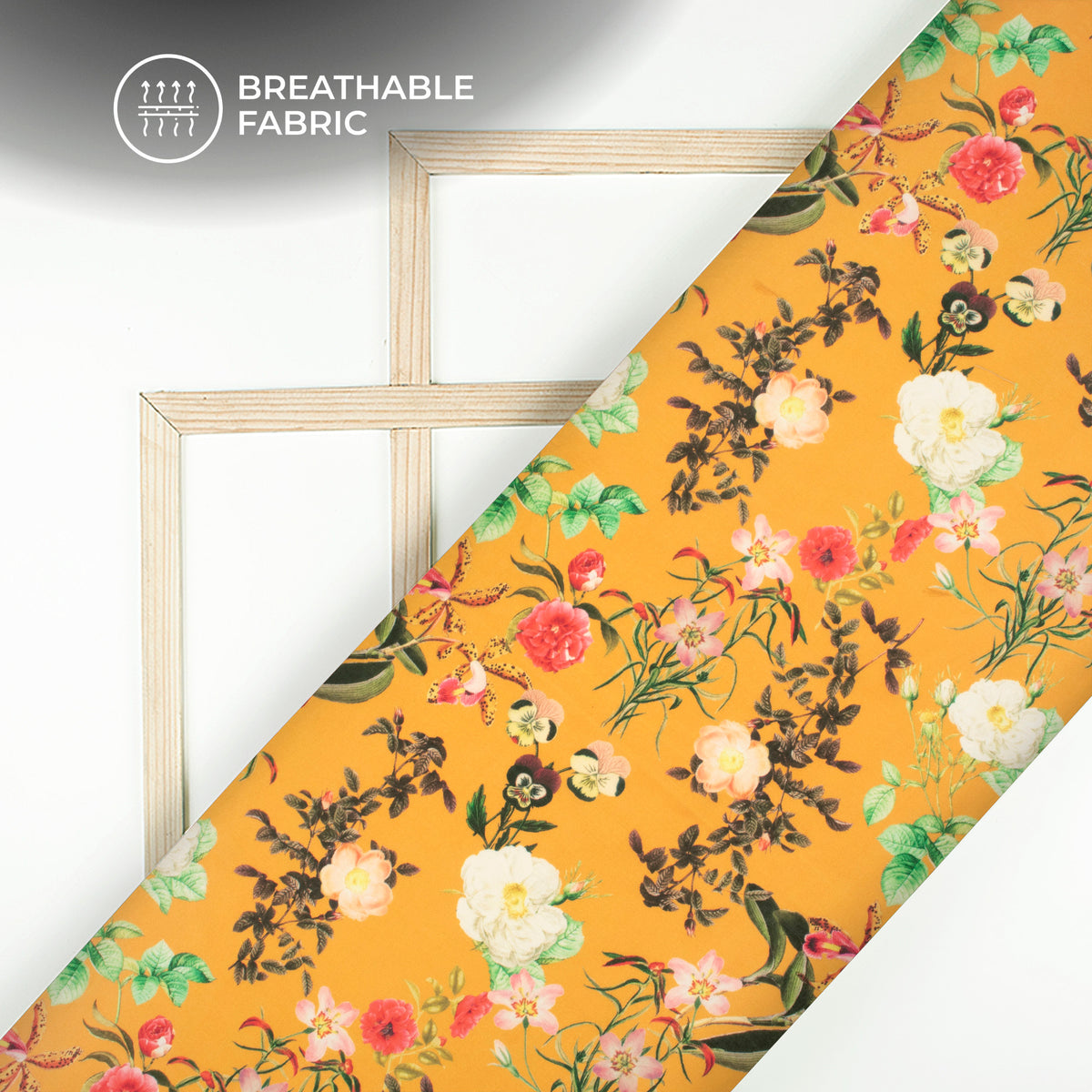 Beautiful Tropical Flower Plants Digital Print Poly Cambric Fabric