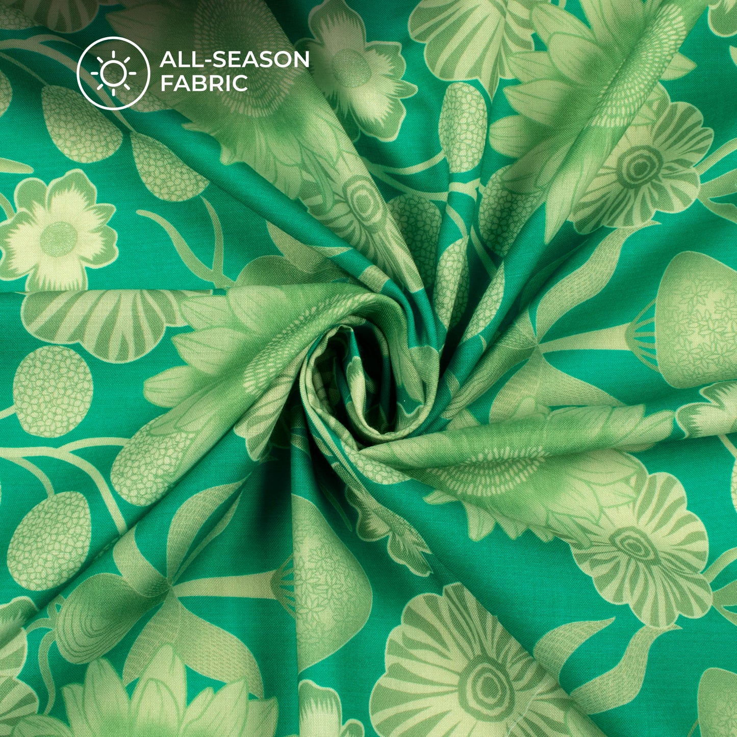 Folk Art Floral Digital Print Poly Cambric Fabric