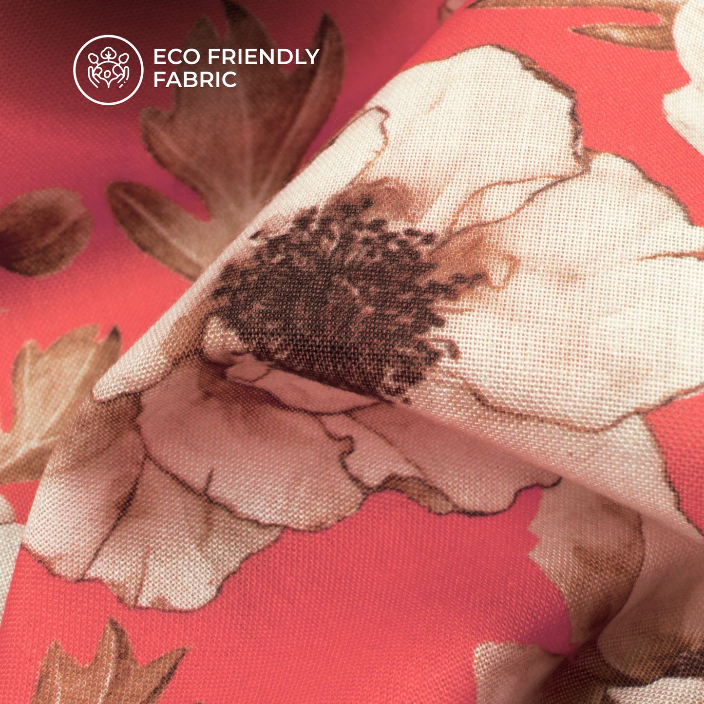 Retro Red Rose Floral Digital Print Poly Cambric Fabric