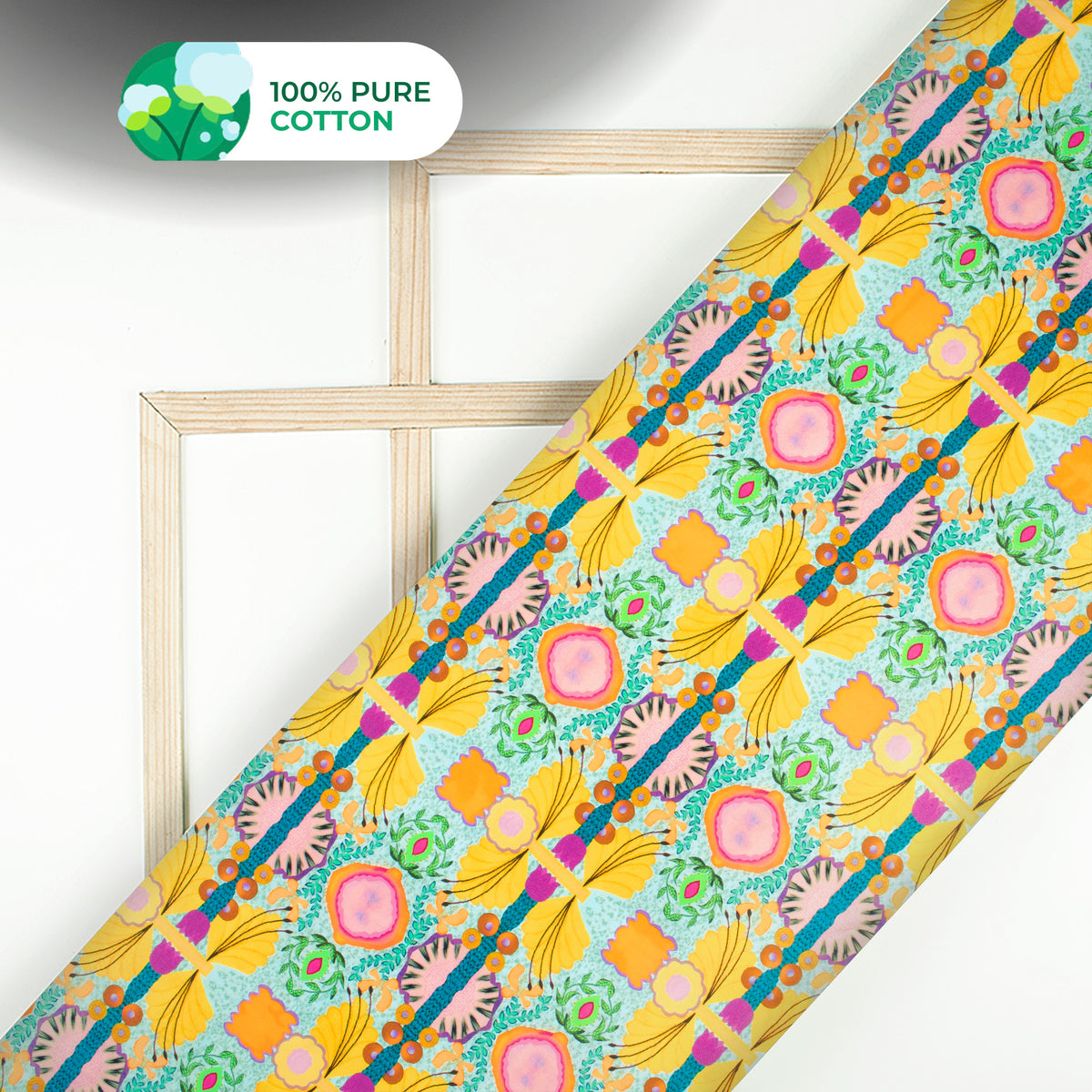 Vintage Floral Digital Print Poplin Fabric (Width 58 Inches)