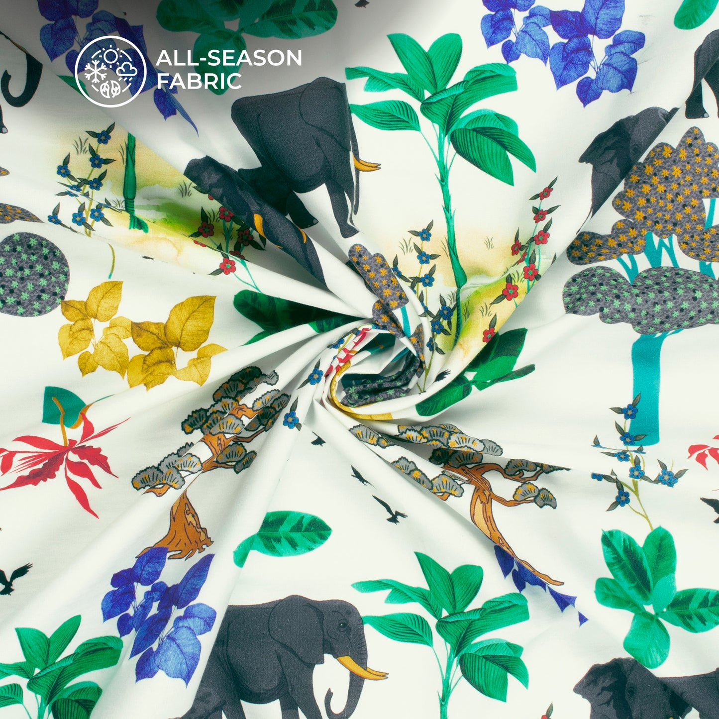 Tropical Wild Animal Digital Print Poplin Fabric (Width 58 Inches)