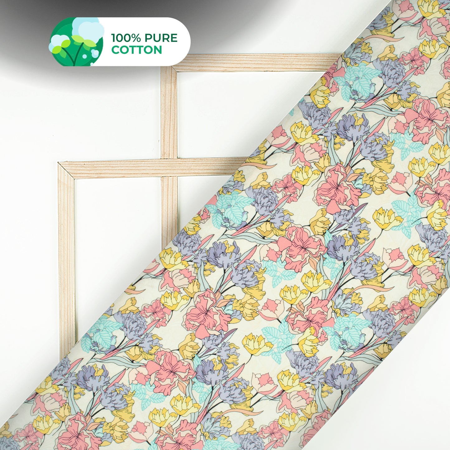 Designer Floral Digital Print Poplin Fabric (Width 58 Inches)