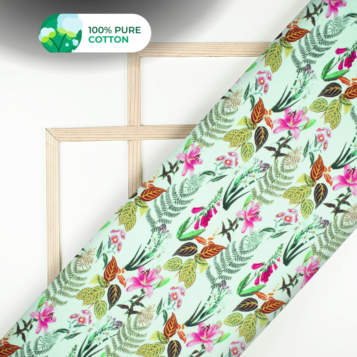 Botanical Lilly Floral Digital Print Poplin Fabric (Width 58 Inches)