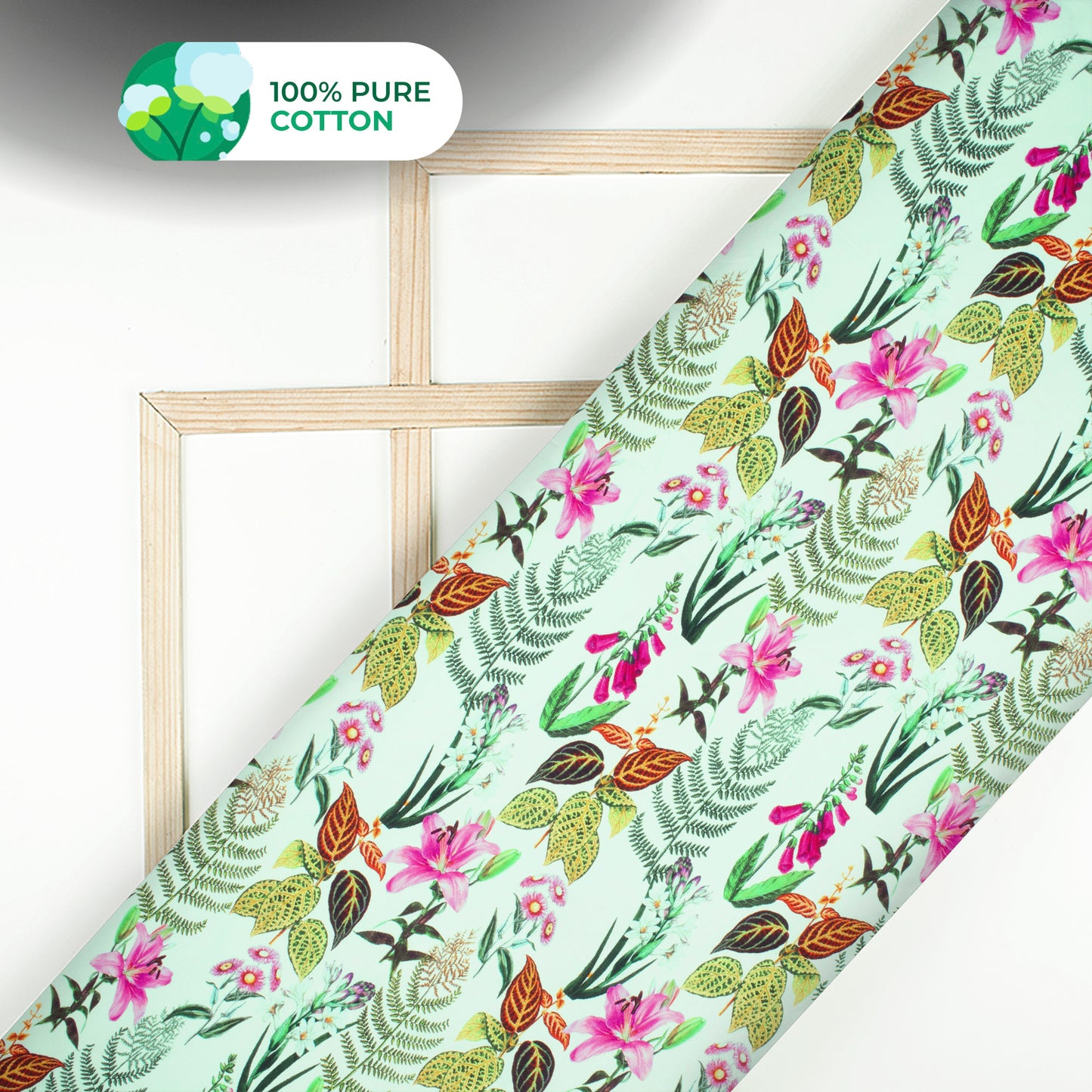 Botanical Lilly Floral Digital Print Poplin Fabric (Width 58 Inches)