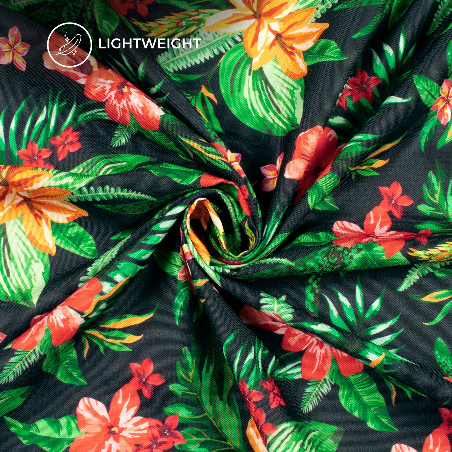 Blooming Tropical Green Floral Digital Print Rayon Fabric