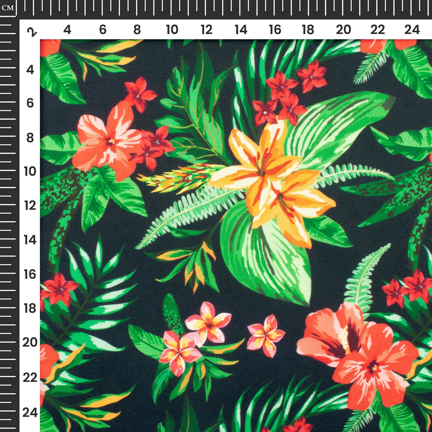 Blooming Tropical Green Floral Digital Print Rayon Fabric
